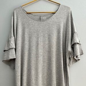 A.N.A GREY RUFFLED SLEEVE BLOUSE